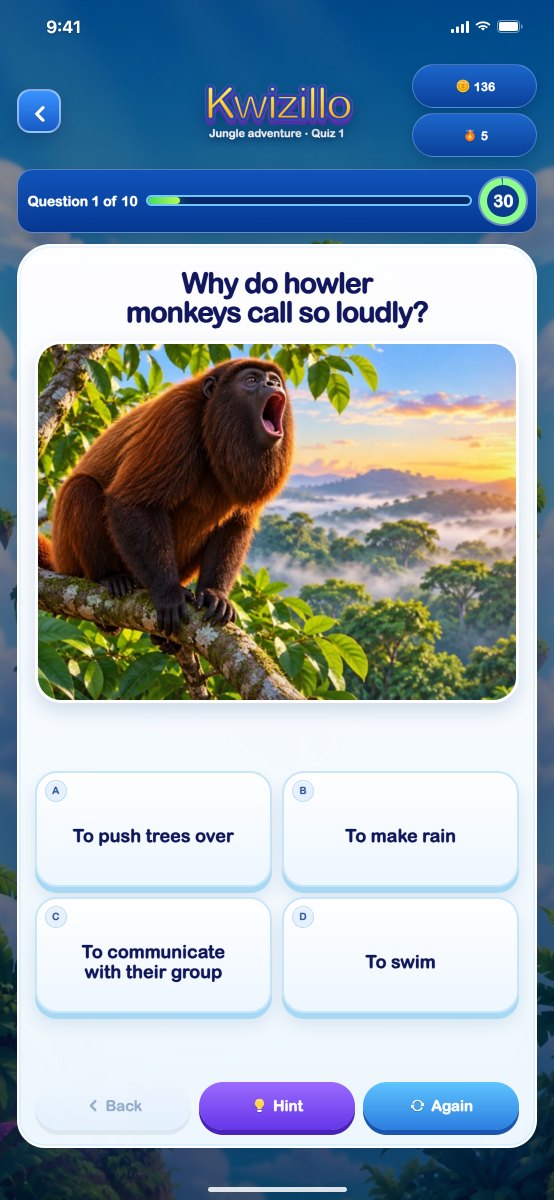 A question with its picture and four answers